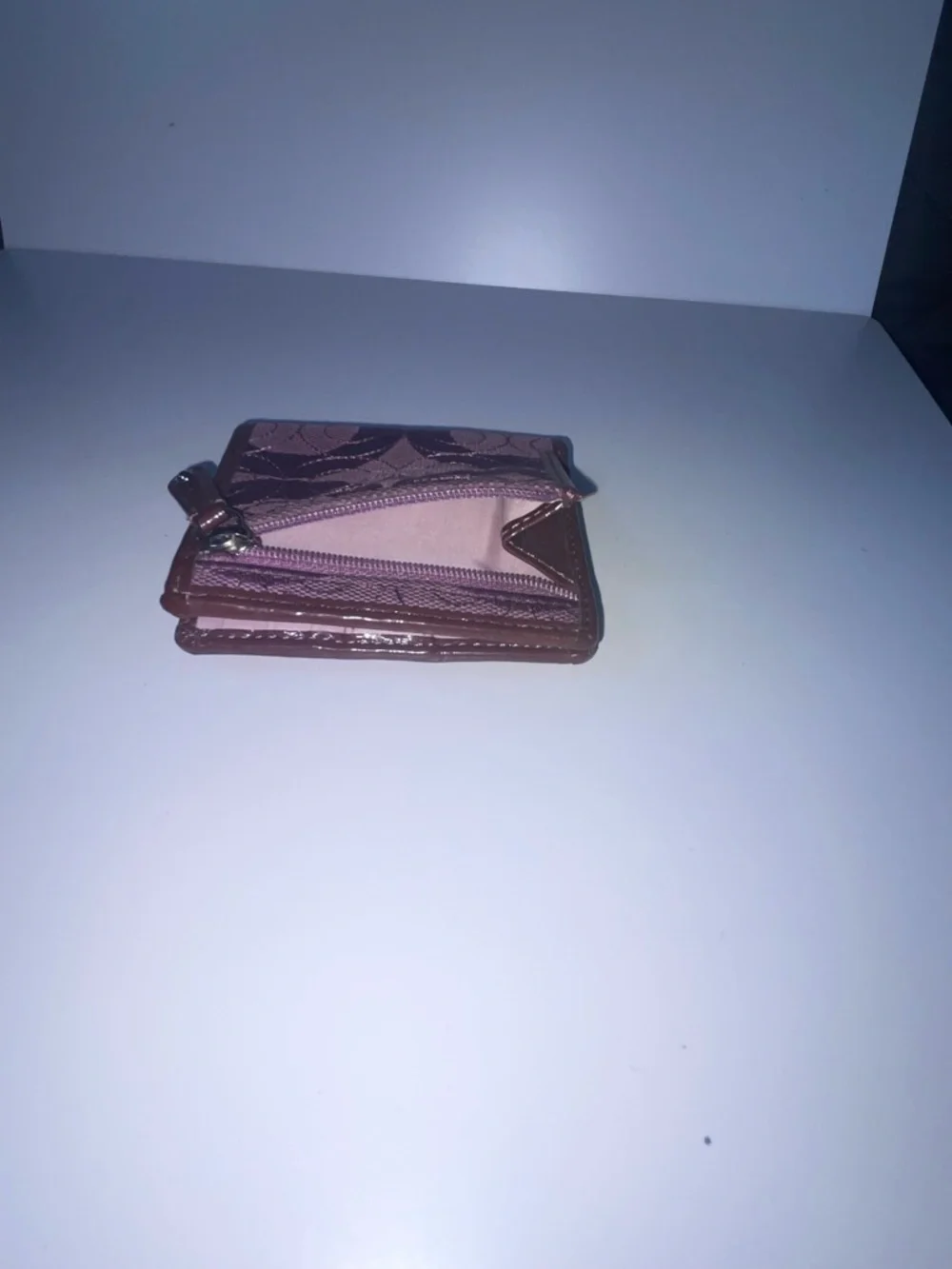 Coach Quilted Small Wallet in Plum with Brown Trim - Picture 4 of 10